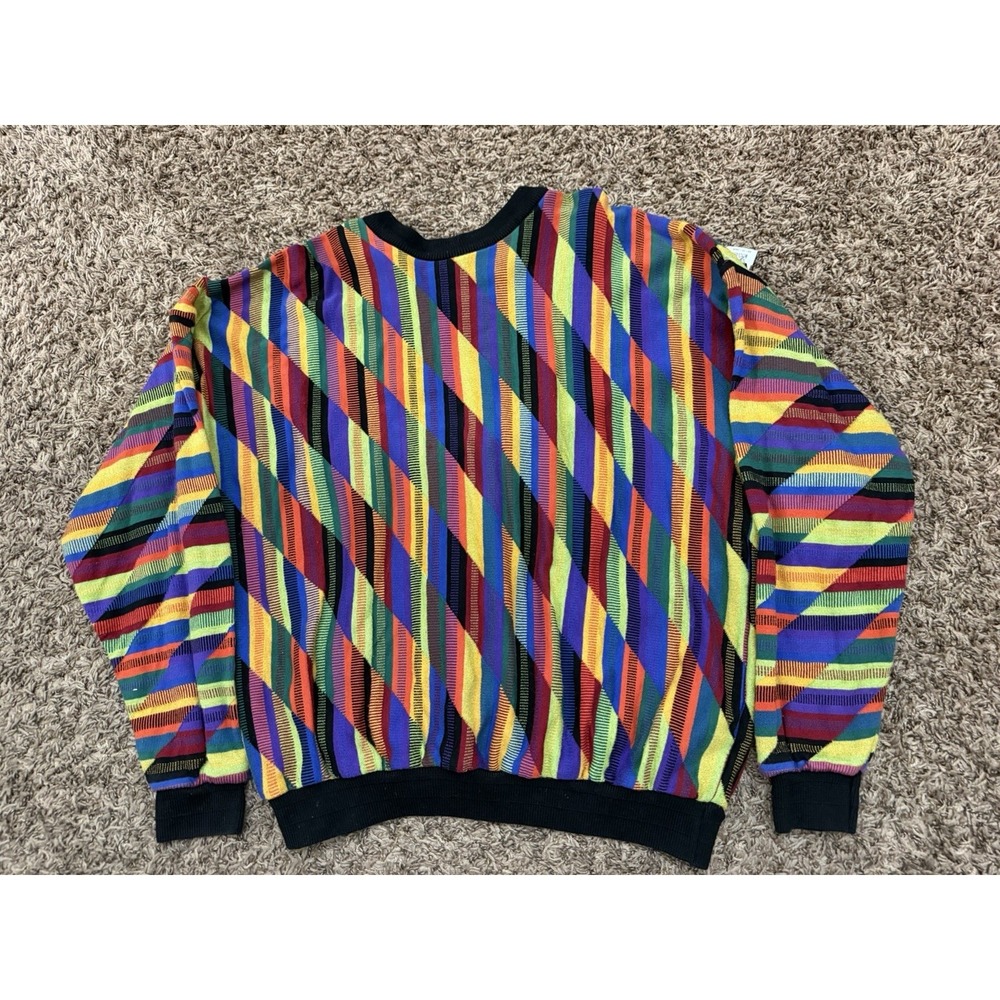 Vintage Tundra Canada Sweater 3D Coogi Like Cosby Biggie Hip Hop Size Large
